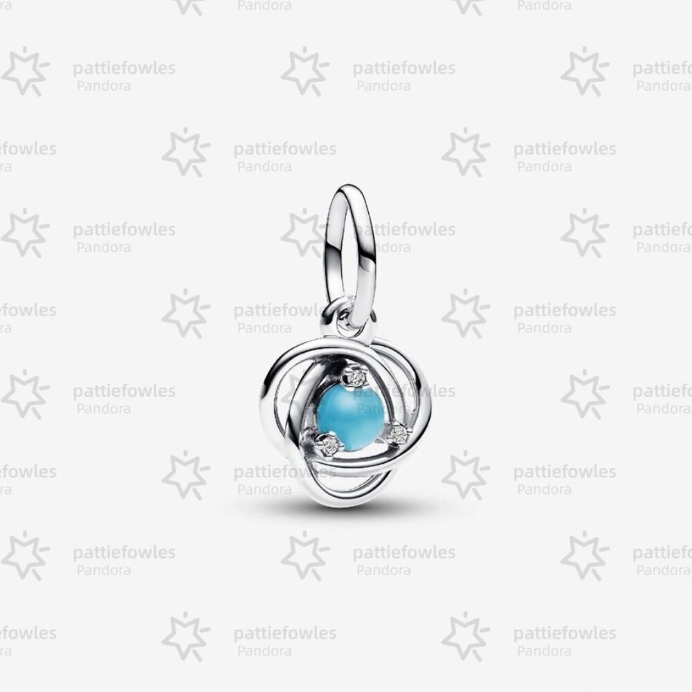 Pandora December Turqoise Blue Eternity Circle Dangle Charm